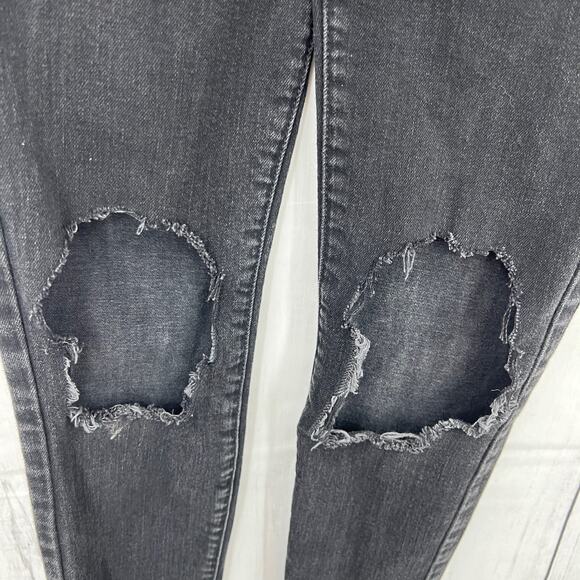 Objects Without Meaning 26x28 Short Distress Black Skinny Ankle Jeans High Rise - Picture 6 of 10